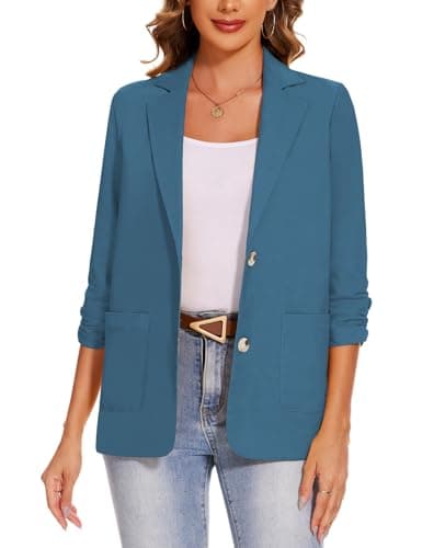 MINTLIMIT Women's Lightweight Cotton Linen Blazer Jackets — Blue