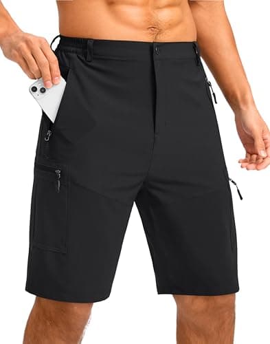 Pudolla Men's Lightweight 11" Cargo Shorts for Summer Travel and Outdoor — Black