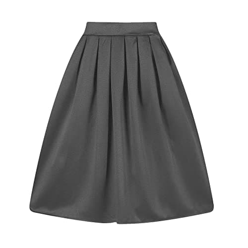 Taydey Vintage Pleated A-Line Skirts for Women — Grey