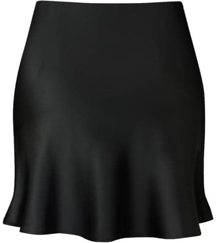 Women's Reaowazo Satin High Elastic Ruffle Waist Short Skirt
