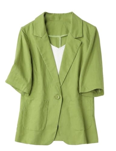 Short Sleeve Linen Blazer Casual Lightweight Suit Jackets — Green