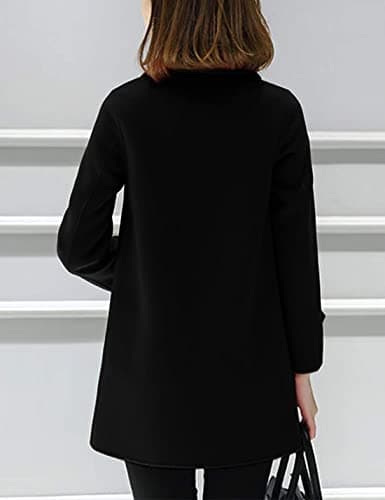 Tanming Women's Winter Black Wool Double Breasted Peacoat