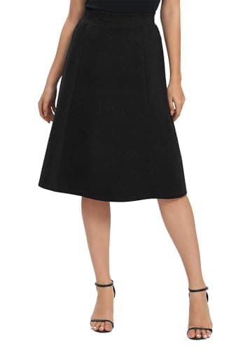 Urban CoCo Women's Elastic Flare Midi Skirt — Black