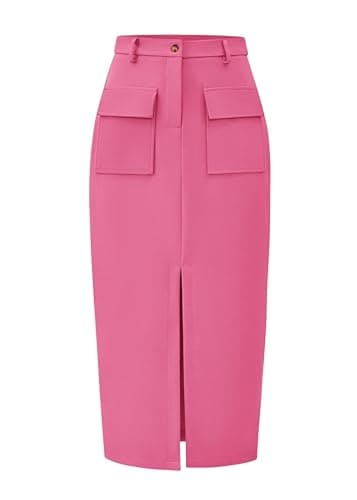 KIRUNDO Women's High-Wasted Cargo Midi Skirt — Pink