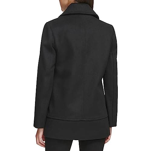Kenneth Cole Women's Double Breast Wool Coat with Notch Collar Button Details