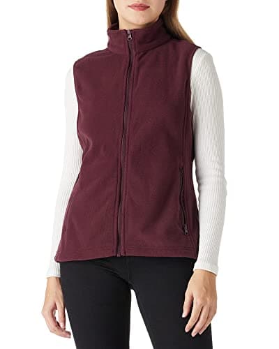 Outdoor Ventures Women's Polar Fleece_zip Vest with Pockets Warm Sleeveless Coat Vest — Burgundy