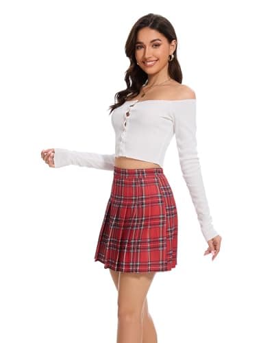 Shestellar Women's Comfortable High-Waist Pleated Mini Skirt