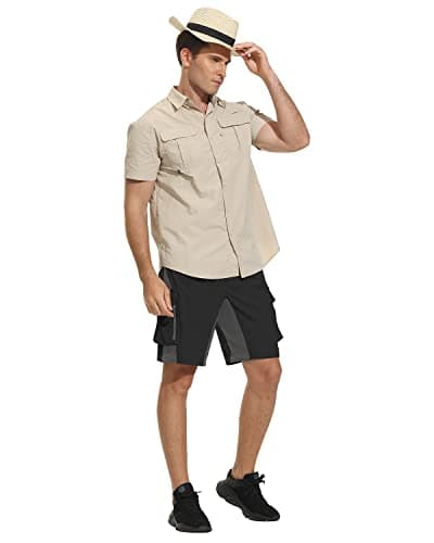 VAYAGER Men's Lightweight Casual Hiking Cargo Shorts Multi Pocket Outdoor Travel Shorts