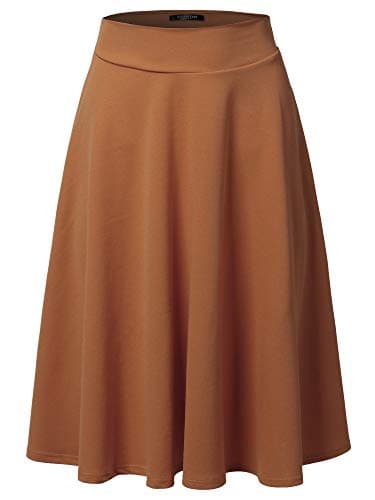 SSOULM Plus Size High Waist Flare Midi Skirt — Ssk004_brown
