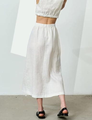 IDEALSANXUN High Waisted Flowy Midi Skirt for Women Spring Summer