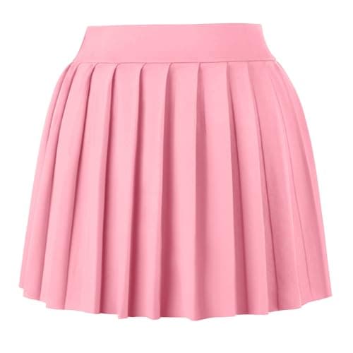 COOUFE Women's Sexy Pleated Mini Skater A-line Skirt — Baby Pink