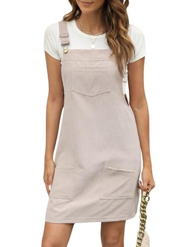 CUPSHE Women's Summer Corduroy Mini Dress with Front Pocket — Apricot