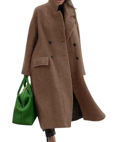 CHARTOU Women's Oversized Long Winter Wool Blend Pea Overcoat — Camel