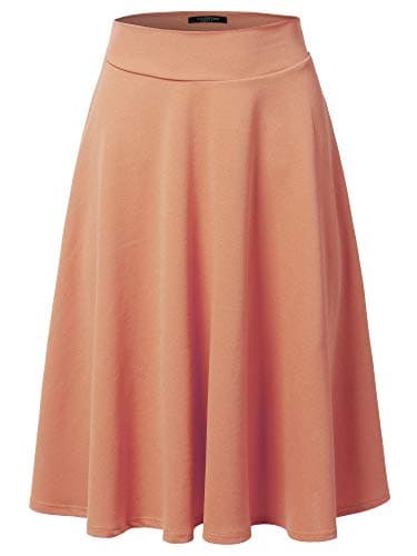 SSOULM Plus Size High Waist Flare Midi Skirt — Ssk004_blush