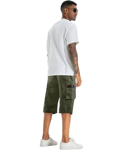 APTRO Men's Long Cargo Shorts With Elastic Waistband