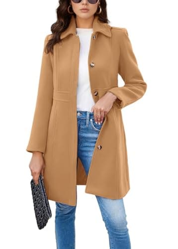 Chouyatou Women's Wool Blend Trench Coat Winter Casual