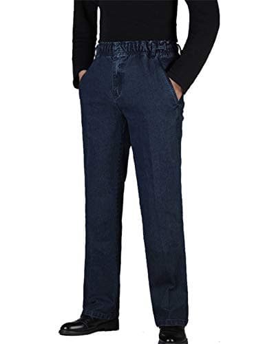 Men's Elastic Waist Denim Jeans for Casual Comfort — #1 Retro Blue