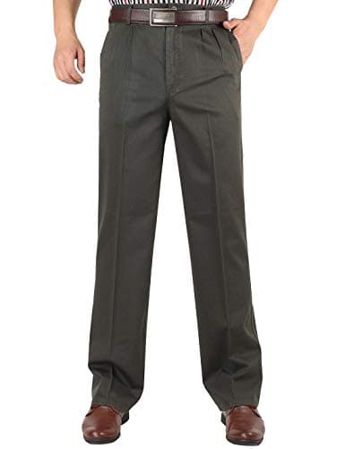 Men's Elastic Waist Denim Jeans for Casual Comfort — #2 Non-elastic Waist-army Green