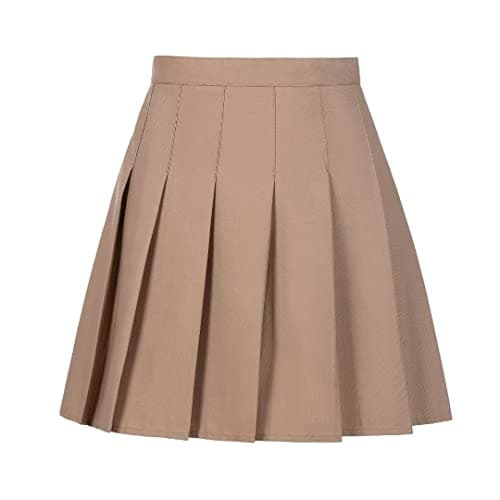 Yewsea High-Waisted Pleated Mini Skirt Skort for Women & Girls — Champagne