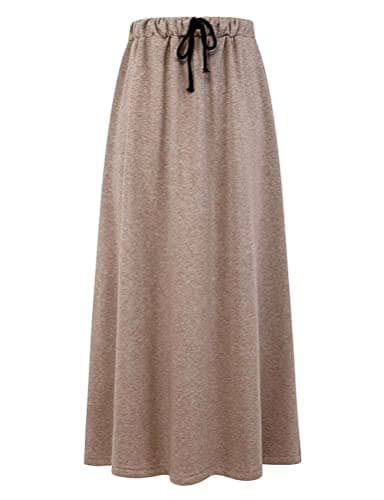 IDEALSANXUN Fleece Lined Long Waisted Warm Winter Skirts for Women with Pockets