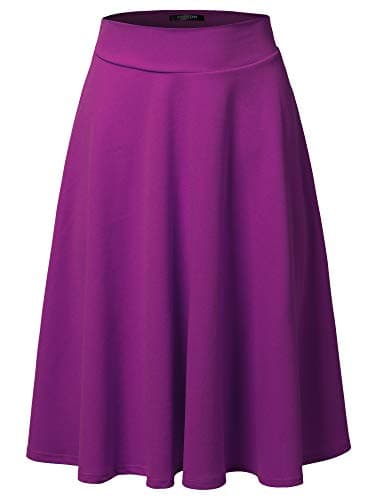 SSOULM Plus Size High Waist Flare Midi Skirt — Ssk004_magenta