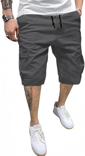 PIDOGYM Men's Waterproof Casual Cargo Shorts with 6 Pockets — Iron Grey