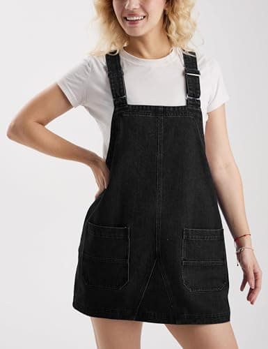 Xuehaya Women's Casual Denim Overalls Adjustable Strap Rompers