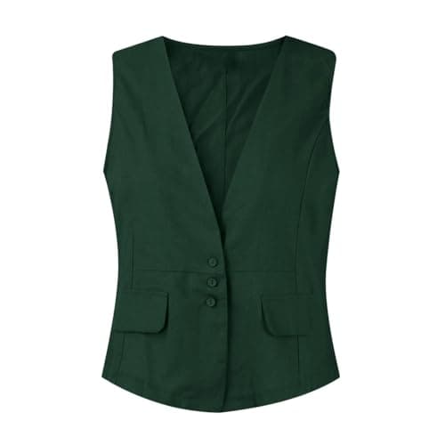 Vintage Deep V Neck Lightweight Sleeveless Coat for Women