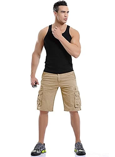utcoco Men's Relaxed Fit Multi-Pocket Cargo Shorts in Cotton
