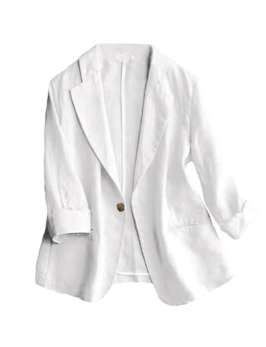 IDEALSANXUN Linen Women's 3/4 Sleeve Lightweight Blazer — 1-white