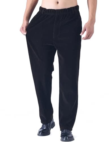 Classic-Fit Corduroy Pants for Men with Elastic Waist