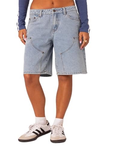 Alyweatry Y2K Loose Denim Bermuda Shorts for Women — Light Blue