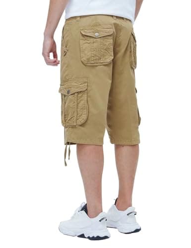BEST SOUTH Men's Casual Long Cargo Shorts 13 Inches Relaxed Fit with Pockets