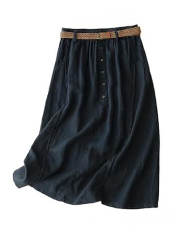 2024 Spring Summer Women's Linen Skirts — Navy
