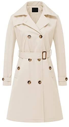 Chrisuno Women's Long Trench Coat with Belt and Hood — Beige