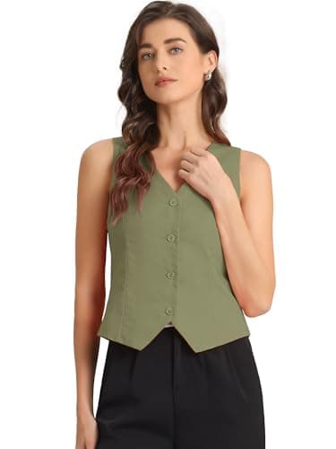 Allegra Linen Vest for Women's Summer Fashion V-Neck Crop Top — Green