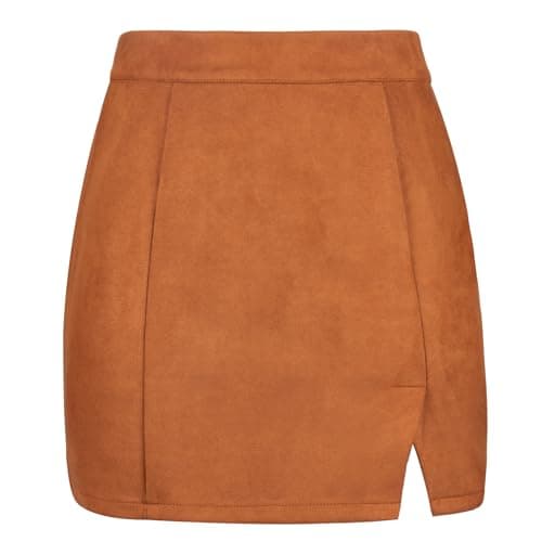 Ibeauti Women's High Waist Plaid Mini Pencil Skirt with Side Split — Khaki