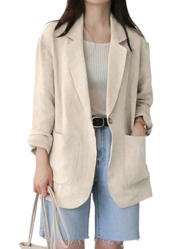 Lightweight Linen Blazer for Women — Beige