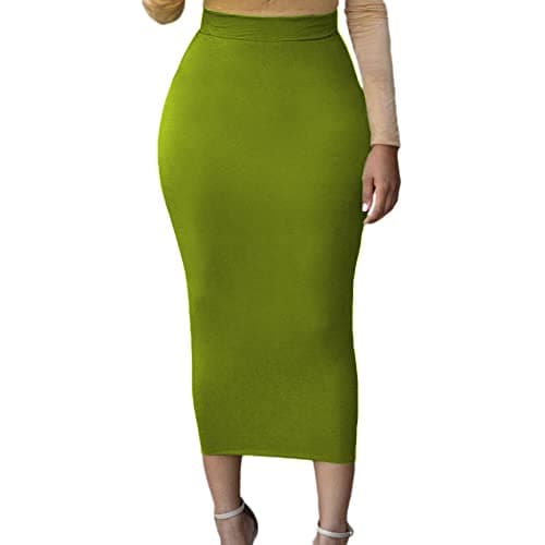 Lrady Women's High Waist Slim Maxi Pencil Skirts for Night Out Party — Light Green
