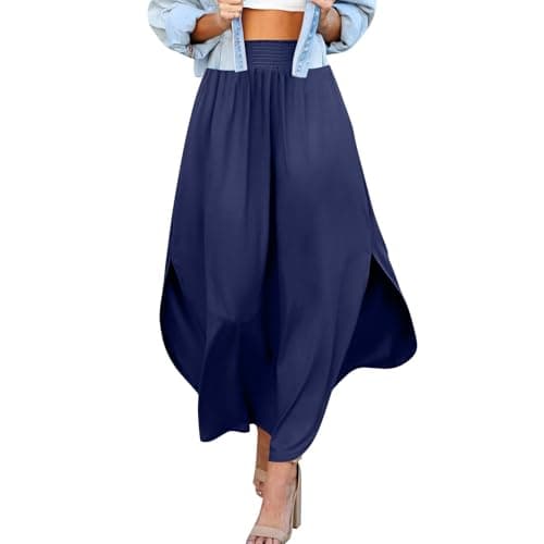 JJHAEVDY Women's Elastic Maxi Skirt with Pockets — Dark Blue