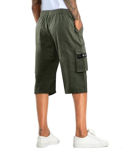 APTRO Men's Long Cargo Shorts With Elastic Waistband