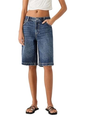 Alyweatry Y2K Loose Denim Bermuda Shorts for Women — 01 Dark Blue