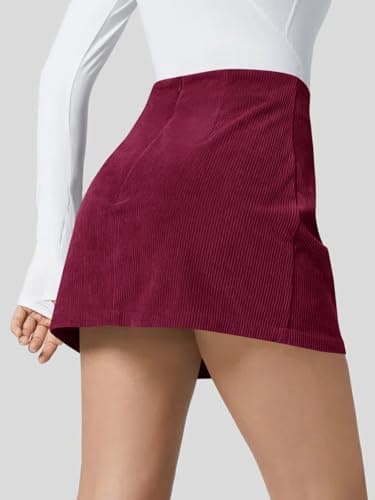 Wenrine Women's High Waist Mini Corduroy A-Line Skirt