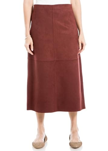 Women's Elastic High Waisted Casual Midi Skirt — Chestnut