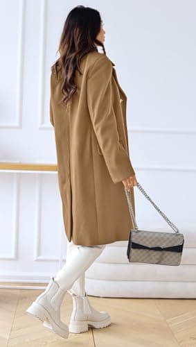 CHARTOU Women's Warm Double-Breasted Wool Blend Winter Trench Coat