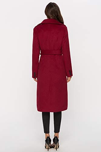 Escalier Women's Wool Double Breasted Pea Coat with Belt