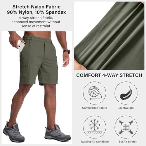 Jessie Kidden Men's Lightweight Quick Dry Water Resistant Fishing Hiking Shorts