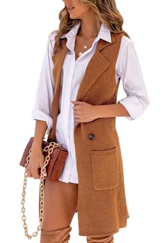 Women's Long Knit Sweater Vest for Fall and Winter