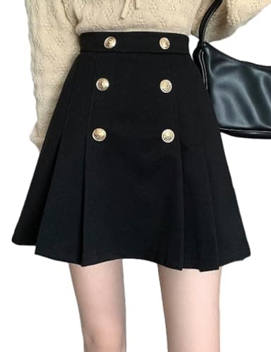 High Waisted Wool Mini Skirt for Women A Line Pleated Cute Skirt