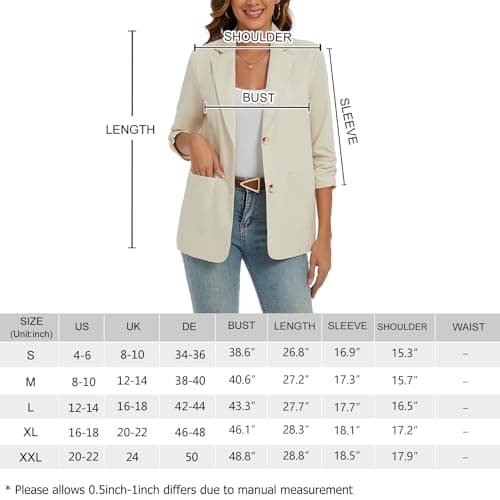Casual Lightweight Cotton Linen Blazer for Women